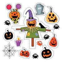 Conjunto de parches de etiqueta de icono de Halloween vector