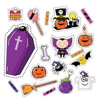 Conjunto de parches de etiqueta de icono de Halloween vector