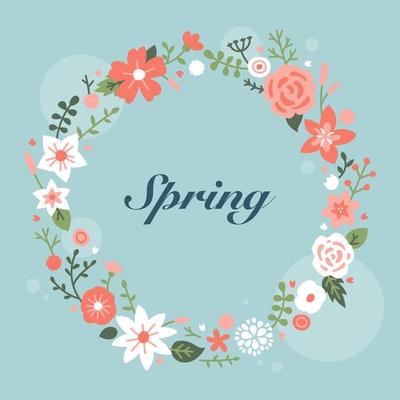 Beautiful floral wreath card. 