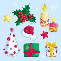 Conjunto de pegatinas de navidad vector