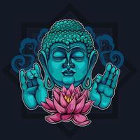 Shows Buddha Sutra and the Lotus vector