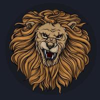 La cabeza de un león rugiente con melena vector