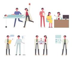 Doctors at work character set  vector