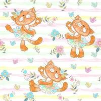 Seamless pattern with dancing cats ballerinas vector