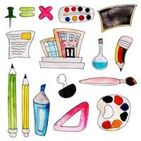 Watercolor Back To School Elements Collection vector