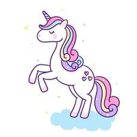 Lindo unicornio little pony cartoon en color pastel nube para decoración infantil vector