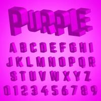 Alphabet font purple design vector