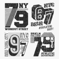 Conjunto de sellos de camiseta vintage de Brooklyn Nueva York vector