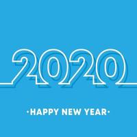 Plantilla de fondo 2020 feliz año nuevo. Diseño de línea mínima para tipografía, productos de impresión, folletos, portadas de folletos o tarjetas de invitación. vector