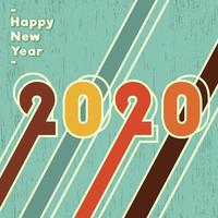 2020 Happy New Year background, vintage vector design