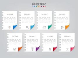 Plantilla de etiquetas de infografía empresarial con 8 opciones vector