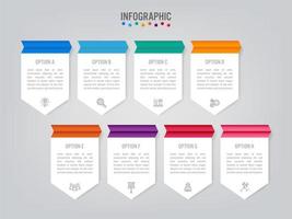 Business infographic labels template with 8 options vector