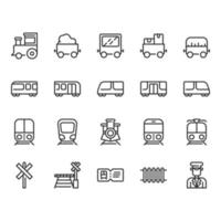 Conjunto de iconos relacionados con estaciones de tren vector