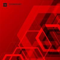 Tecnología de forma hexagonal superpuesta geométrica abstracta concepto futurista digital fondo rojo vector