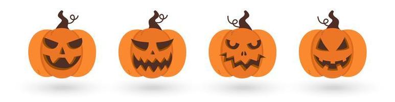 Conjunto de calabazas de halloween espeluznantes y divertidas vector