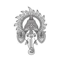 Ganesh Ji cara rodeada de ilustración de Suraj Ji vector