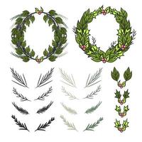 Christmas wreath elements premium vector