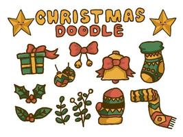 Christmas doodle elements premium vector