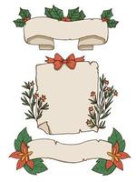 Diseño de banner de papel y elementos de Navidad vector