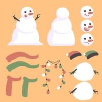 Diseño de creador de personajes de muñeco de nieve navideño vector