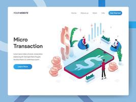 Landing page template of Microtransactions  vector