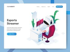 Landing page template of Esports Streamer vector