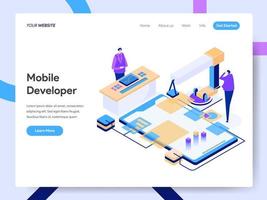 Landing page template of Mobile Developer  vector