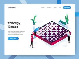 Landing page template of Strategy Games  vector