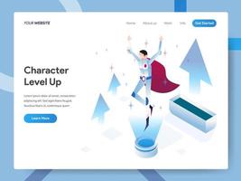 Landing page template of Character Level Up  vector