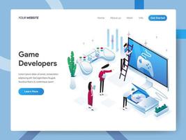 Landing page template of Game Developers  vector