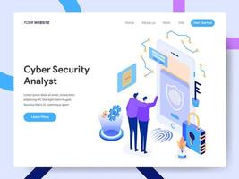 Landing page template of Cyber Security Analyst  vector