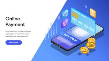 Landing page template of Online Payment   vector