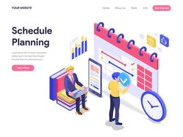 Schedule Planning Concept. Flat isometric vector illustration on White Background. Template for landing page, ui, web, homepage, banner, infographics, hero images