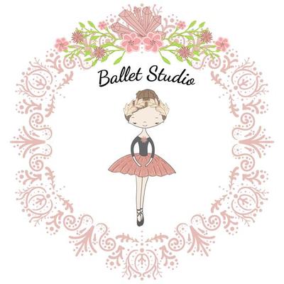 Little cute ballerina princess of the ballet in circle floral frame