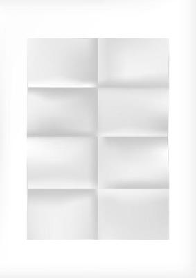 White sheet of paper folded in eight.
