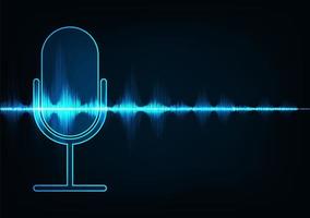 Microphone on digital sound wave background. vector