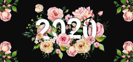 Watercolor Floral New Year Background vector