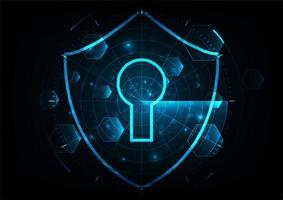Proteger y escanear ataques de virus informáticos con pantalla de radar sobre fondo abstracto azul vector