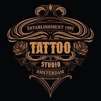 Vintage logo for the tattoo studio vector