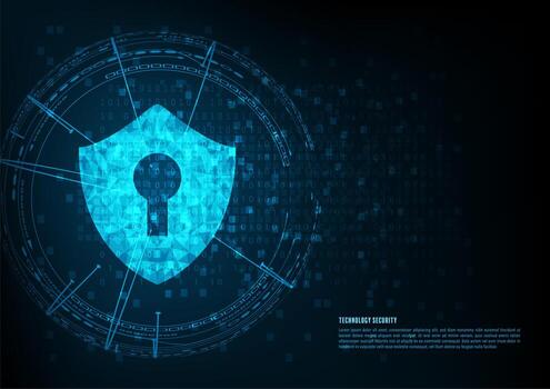 Padlock With Keyhole surrounded by circular lines and digital pattern vector