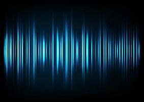 Blue music sound waves. Audio technology, musical pulse. vector