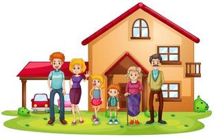 A big family in front of a big house vector