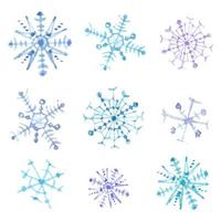 Set of watercolor snowflakes. Christmas decor vector