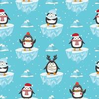 Christmas seamless pattern with penguin vector