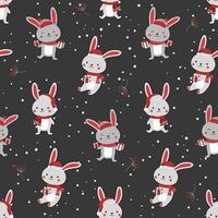 Christmas seamless pattern with bunny vector