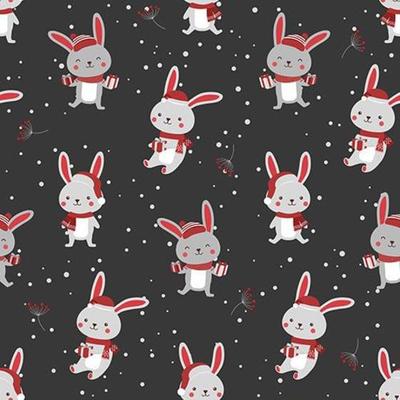 Christmas seamless pattern with bunny