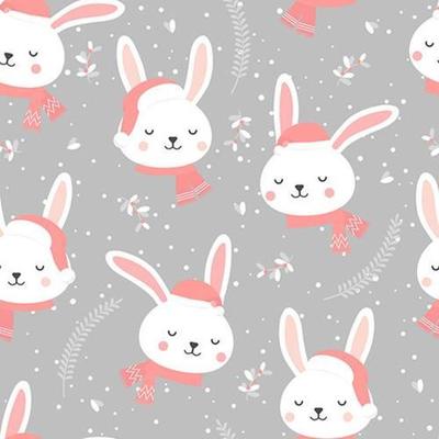 Christmas seamless pattern with bunny