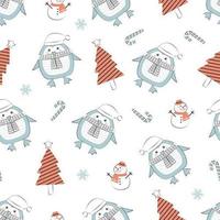 Christmas seamless pattern with penguin vector