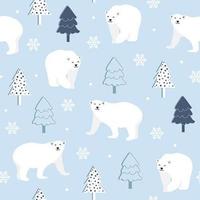 Winter seamless pattern with polar bear vector