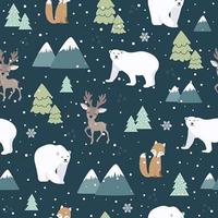 Christmas seamless pattern with polar bear vector